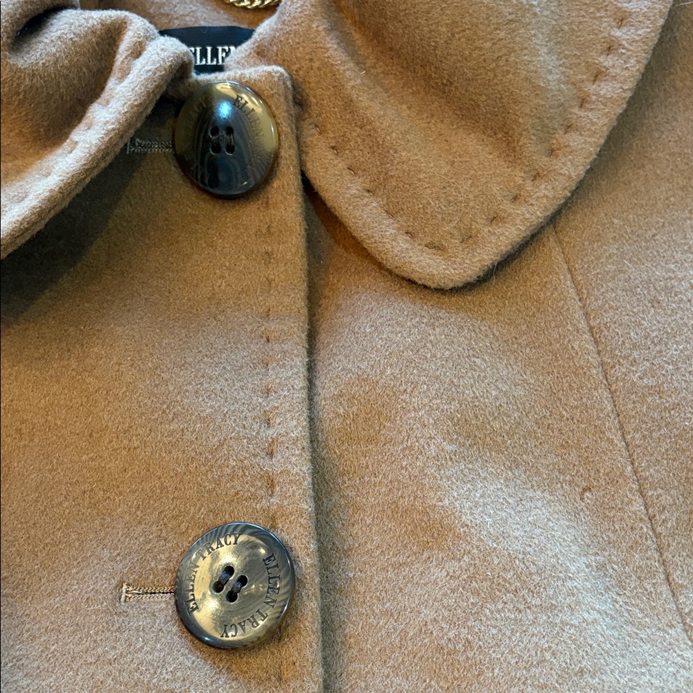 Ellen Tracy Dark Tan Cape Coat with Belt - Picture 4 of 7
